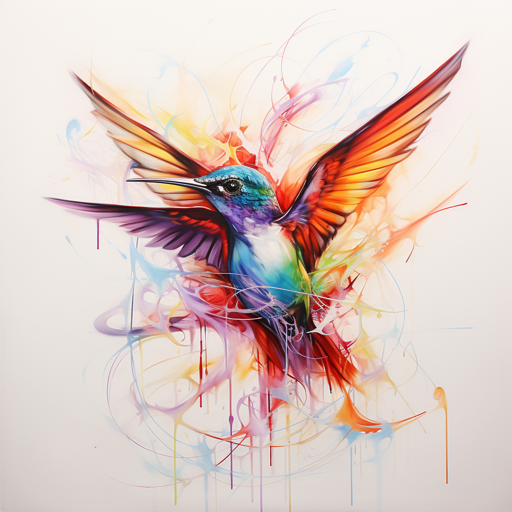 Colorful Hummingbird Portrait with Geometric Aesthetics