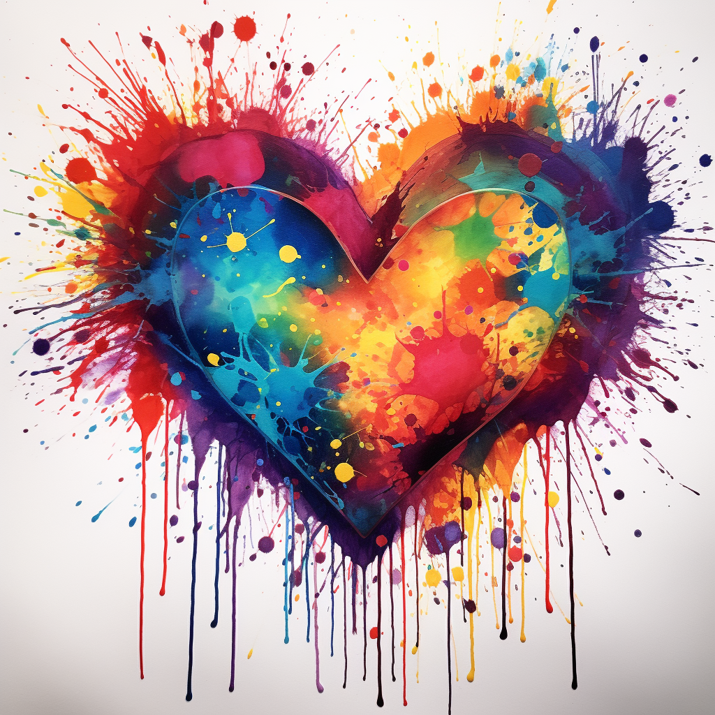 Vibrant tie dye hearts design