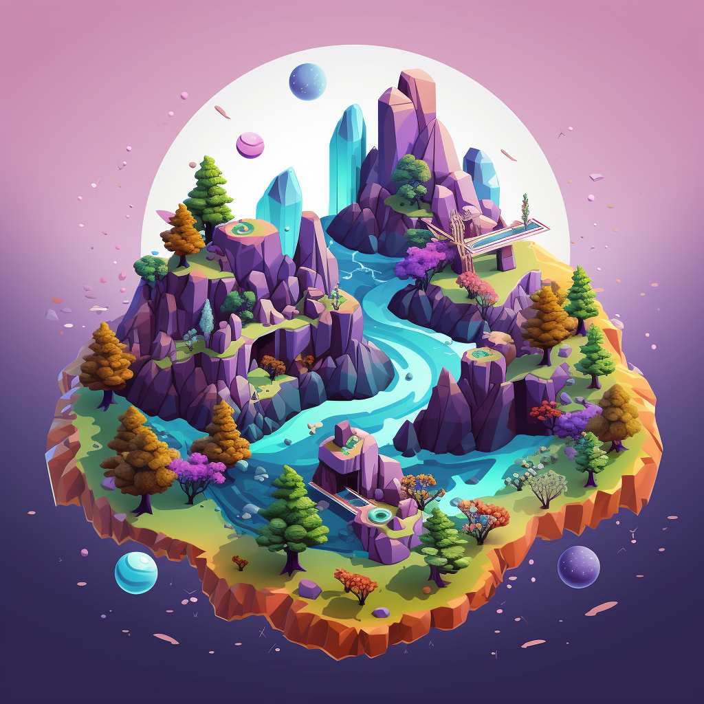 Stylized colorful isometric game island