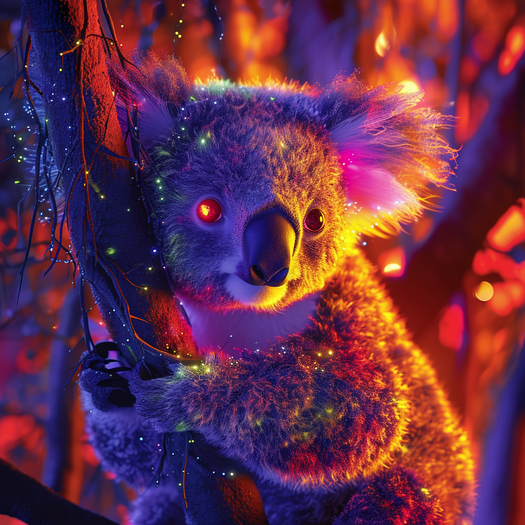 Colorful Koala in Luminous Jungle