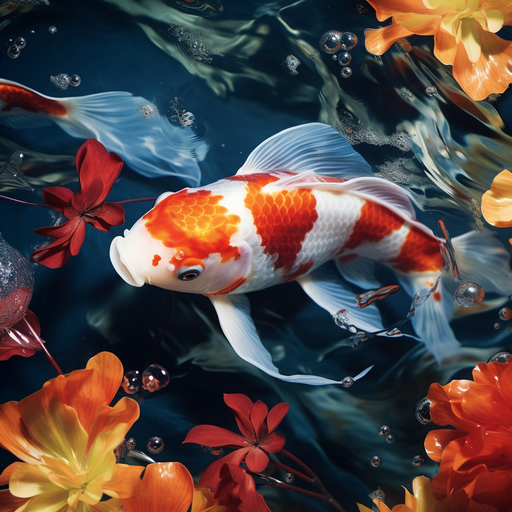 Close-up of Vibrant Koi Fish in Clear Water