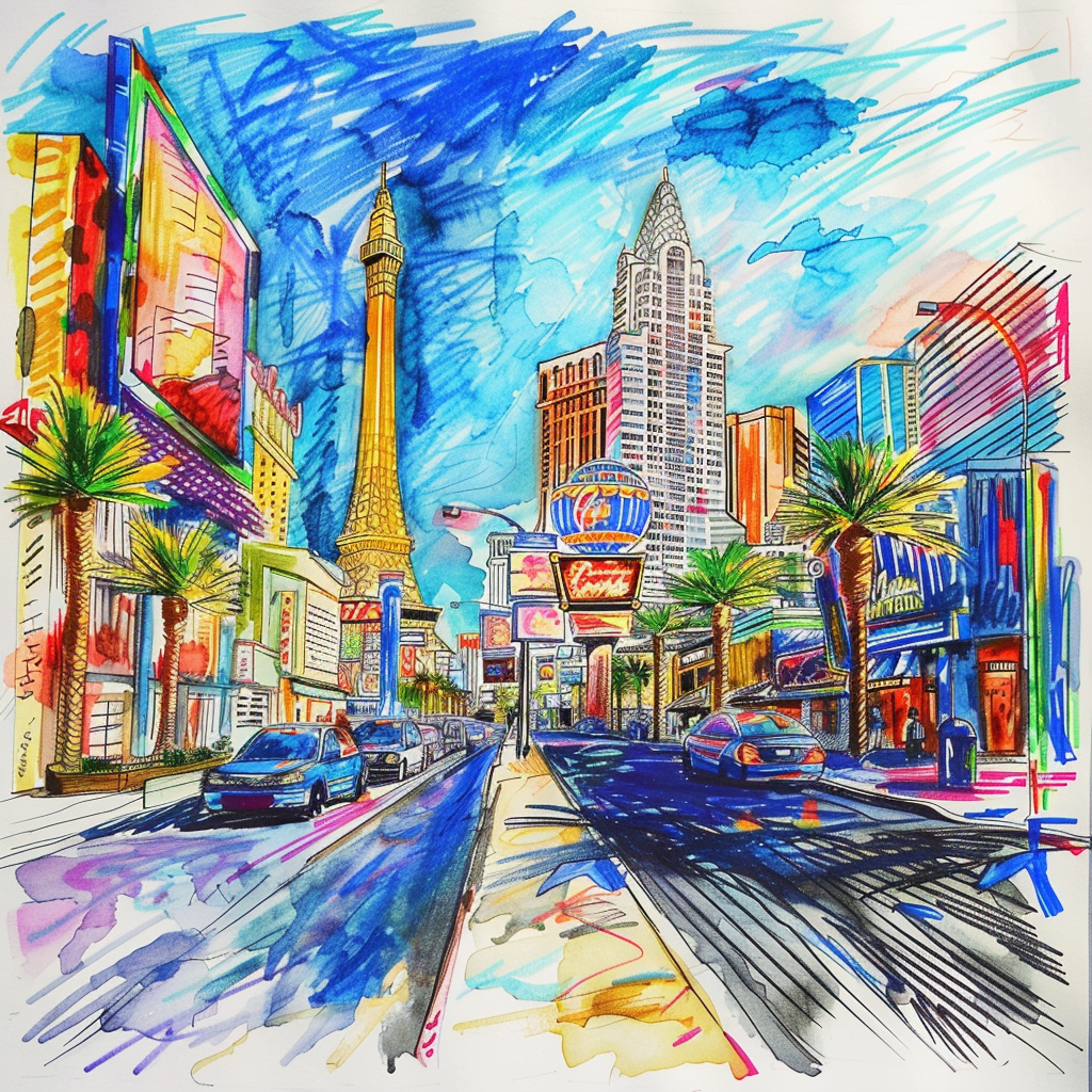 Vibrant Las Vegas City Sketch