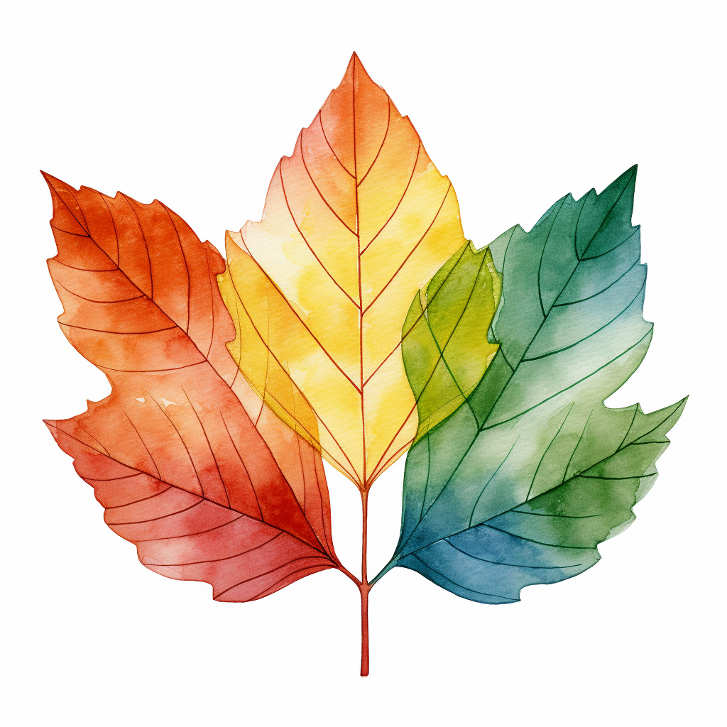 Colorful Leaves Watercolor Illustration without Background