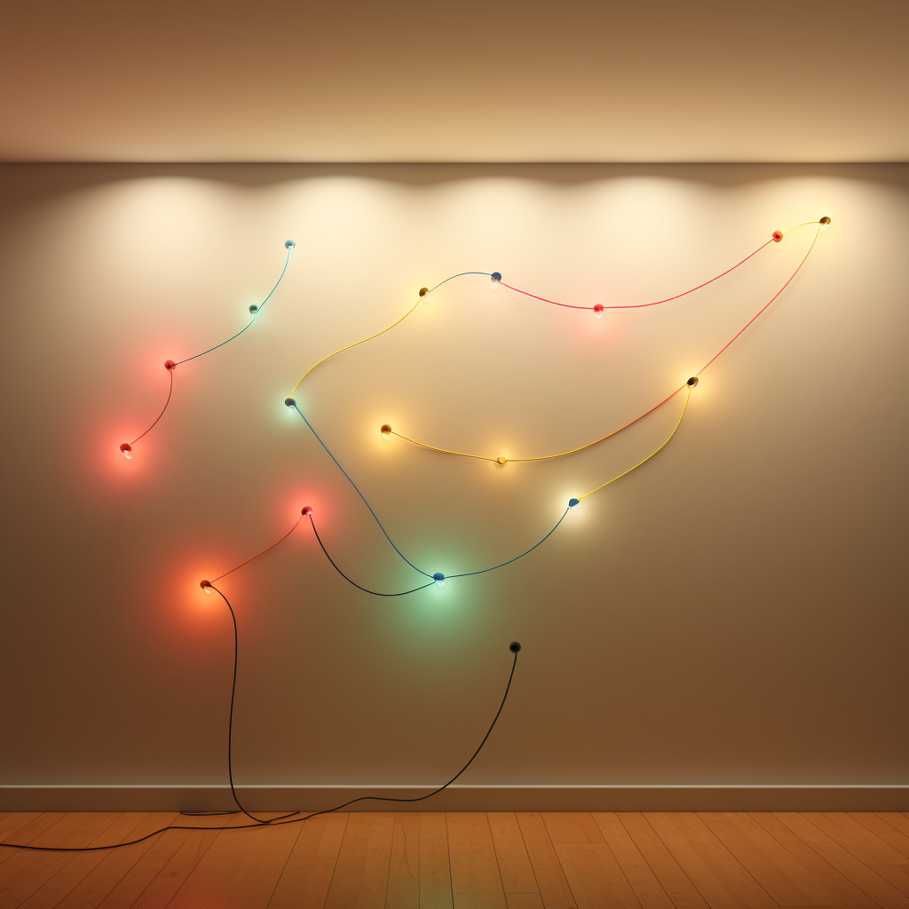 Colorful LED lights on beige wall