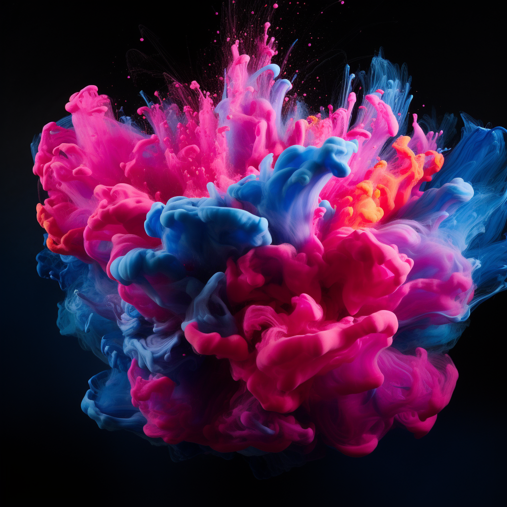 Colorful liquid explosion on black background