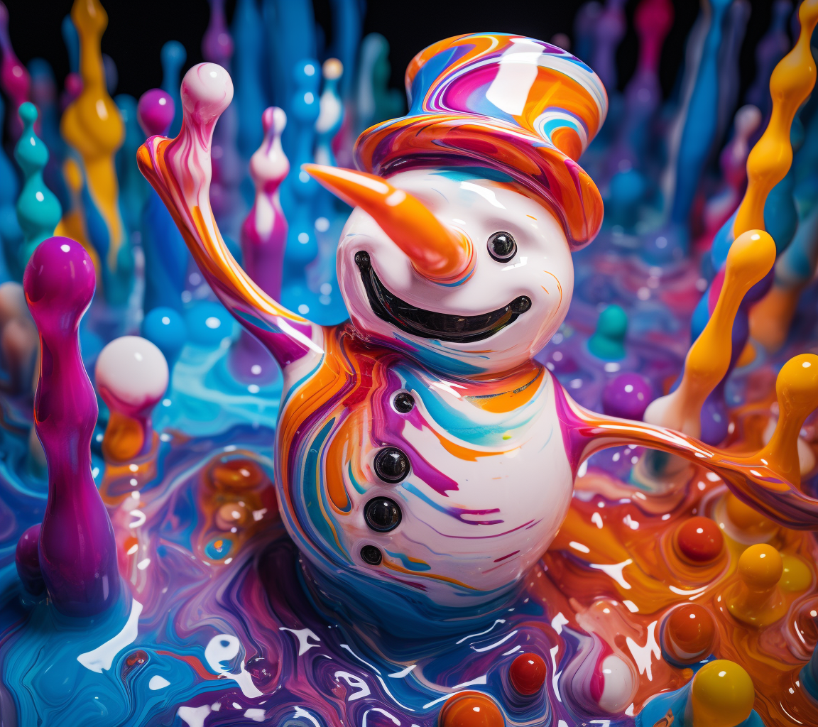 Colorful liquid plastic snowman creation