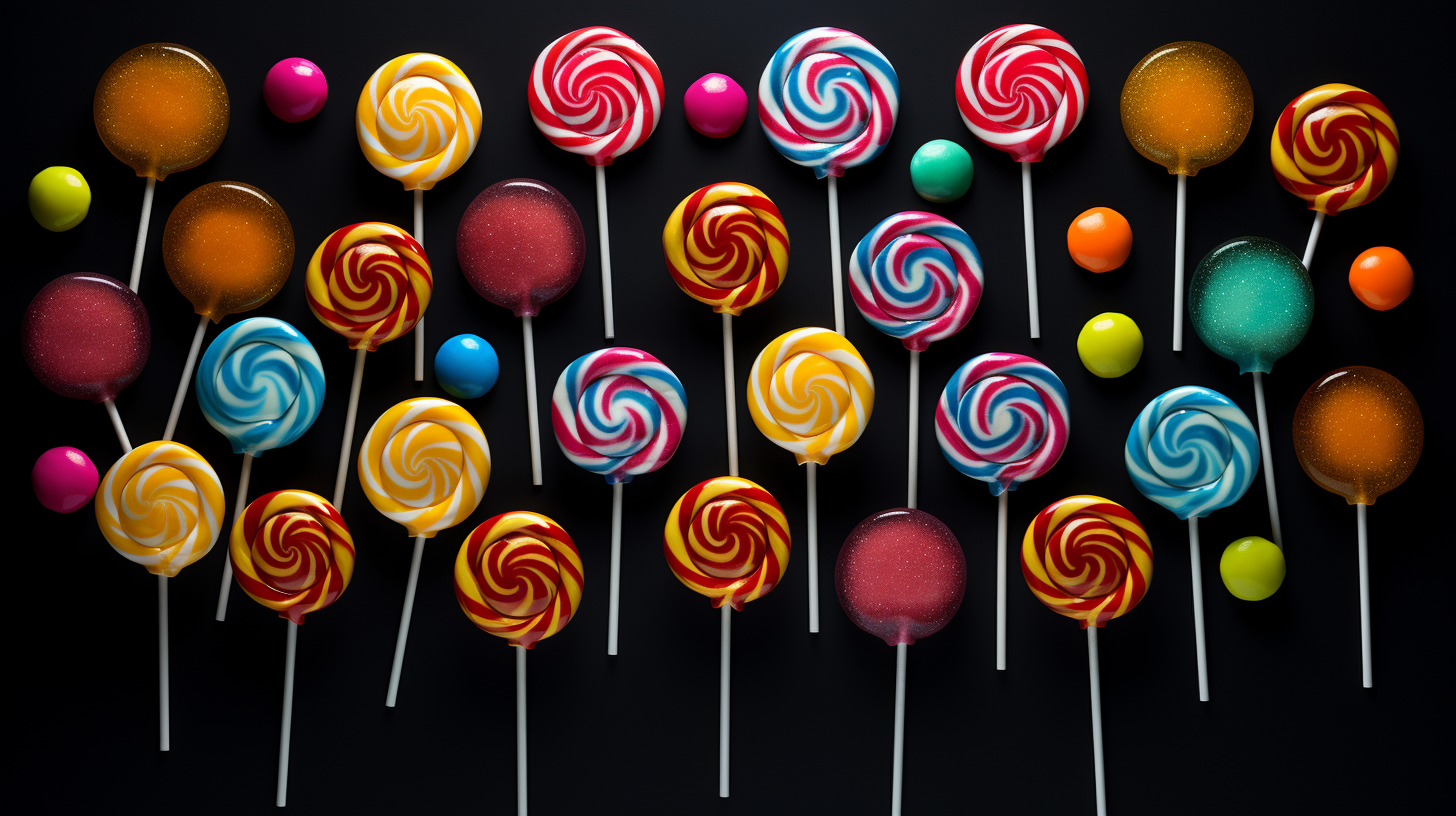 Colorful lollipops on black background