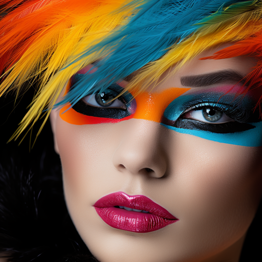 Closeup of a Smirking Women with Colorful Makeup