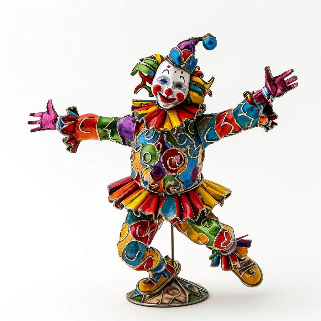 Colorful metal clown wind up toy