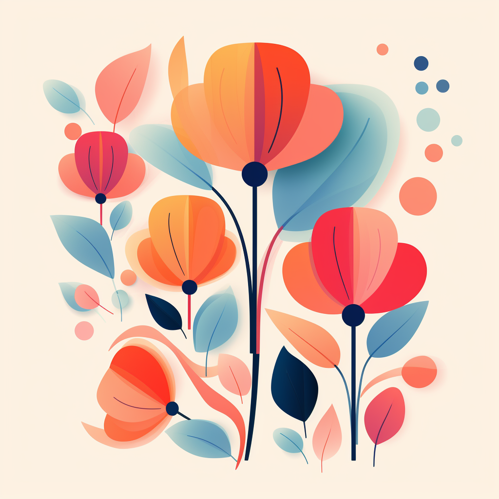 Abstract 2D Minimal Flowers Design