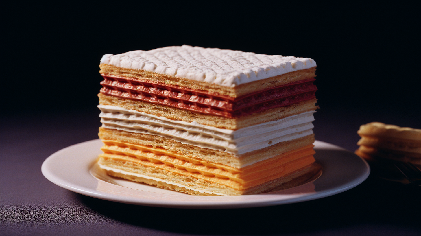 Tasty multi-layered wafer biscuit dessert