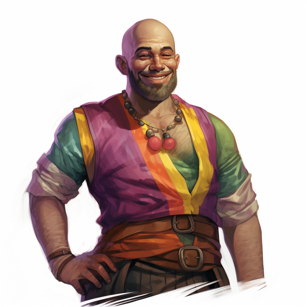 Smiling muscular tailor wearing colorful clothes