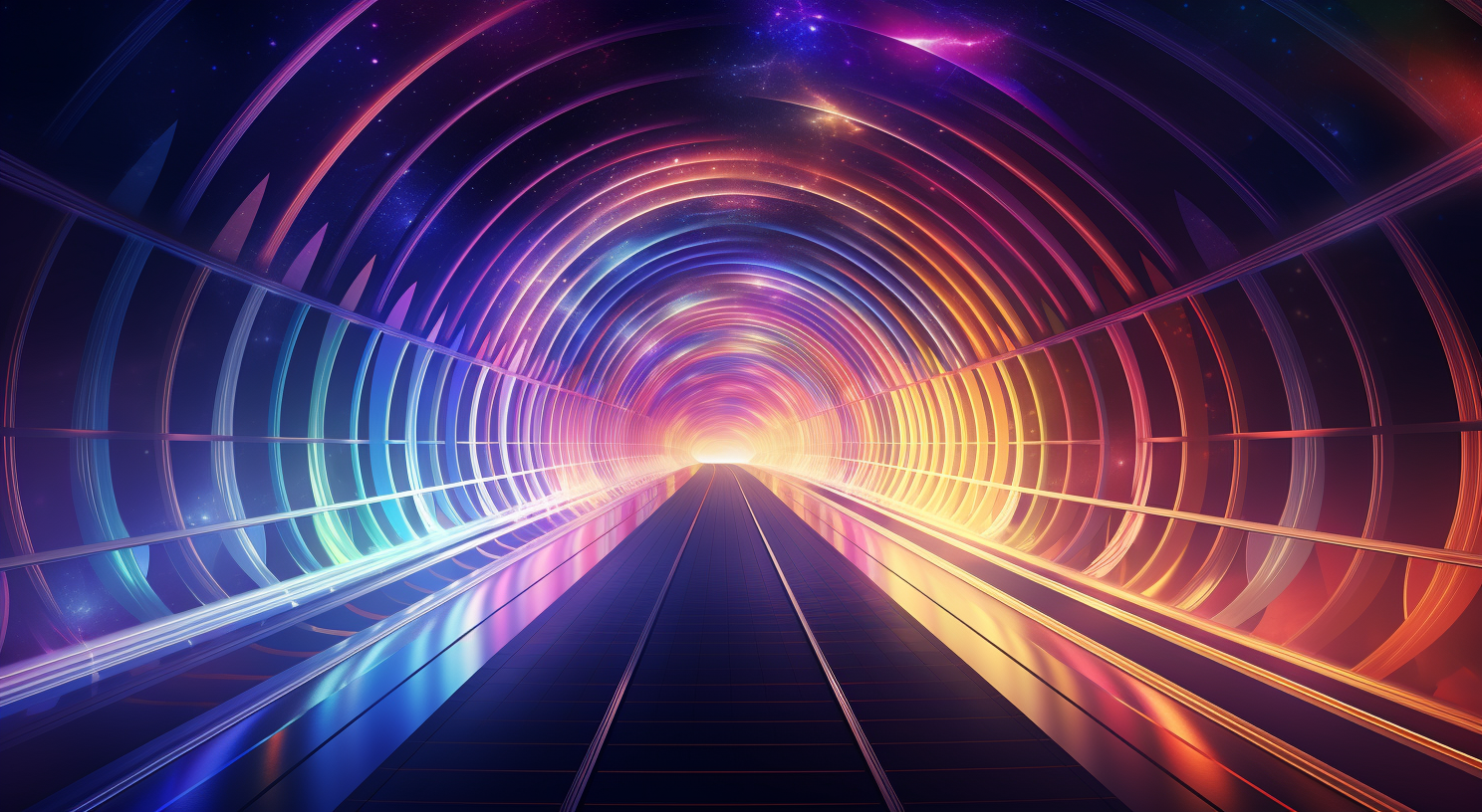 Vibrant night tunnel digital art