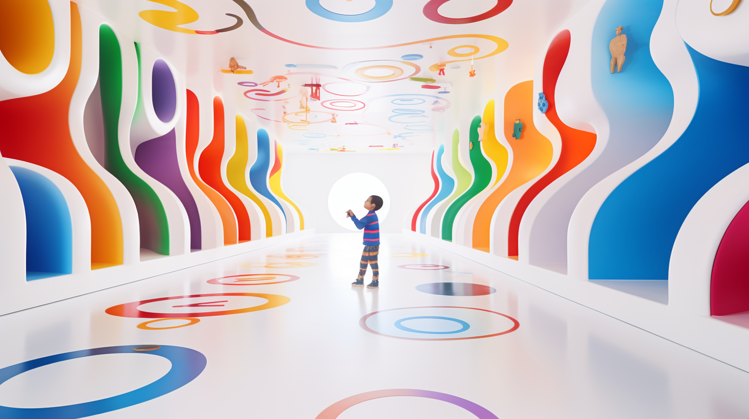 Child playing on colorful number play mats