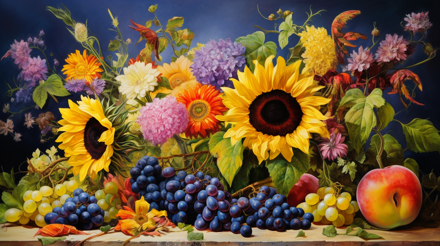 Vibrant floral oil painting artwork