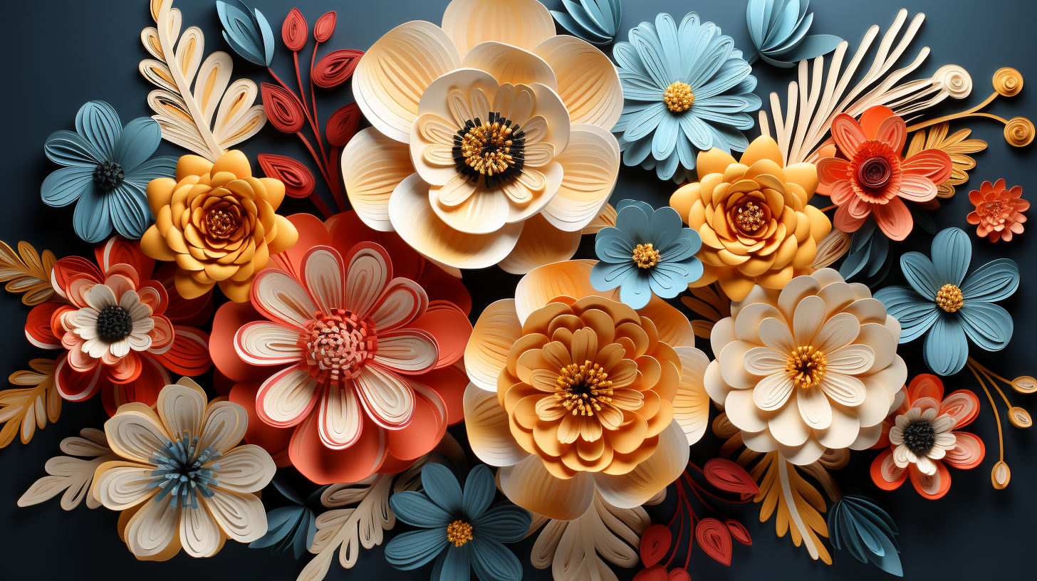 Colorful paper cut flowers on display