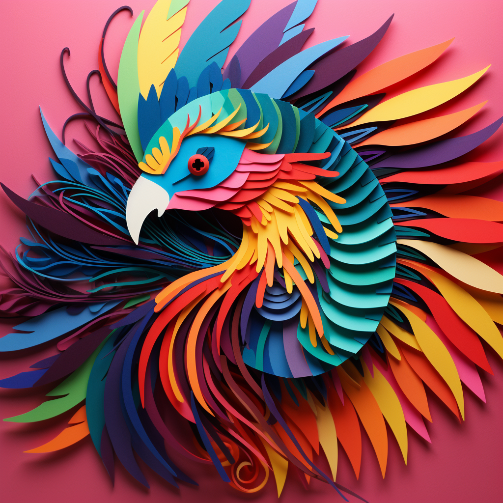 Vibrant paper sculpture using origami and quilling techniques