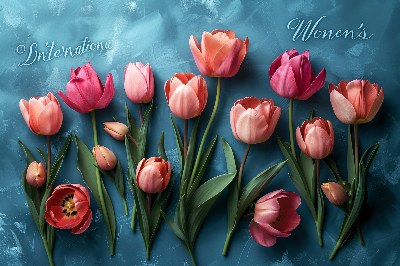 Colorful pastel flowers with Women's Day concept