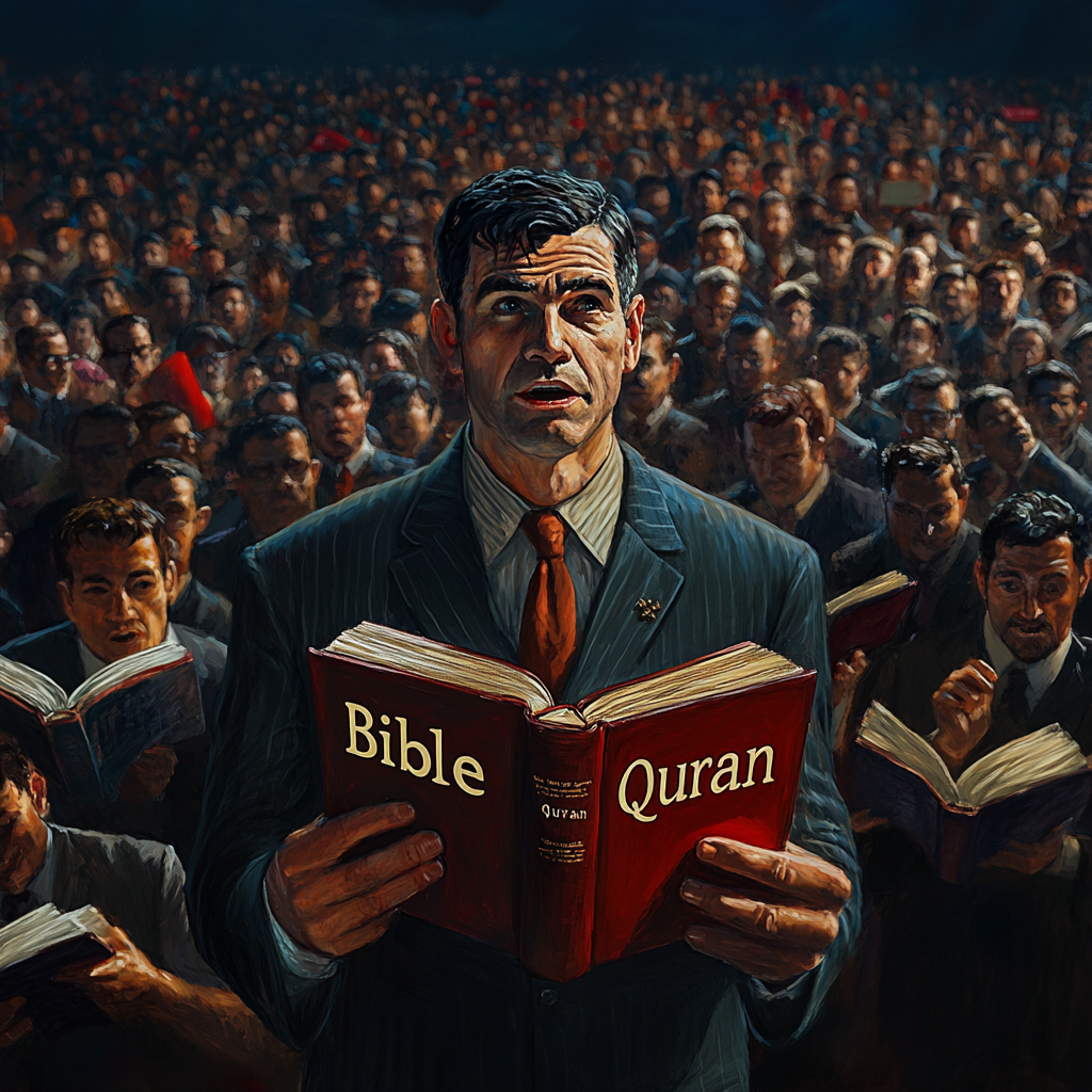 Pastor Preaching Large Crowd Bibles