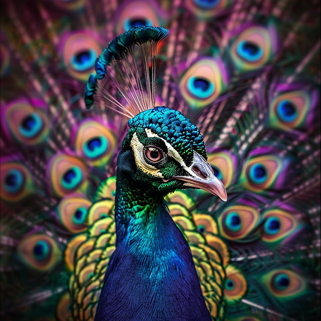 Colorful Peacock Looking at Camera