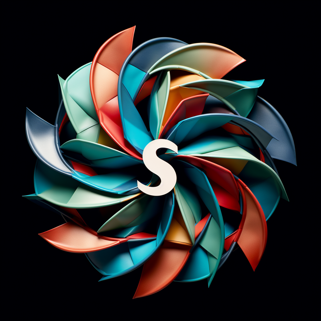 Colorful pinwheel with letter S inside