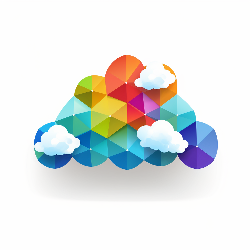 Low-polygon cloud with colorful raindrops