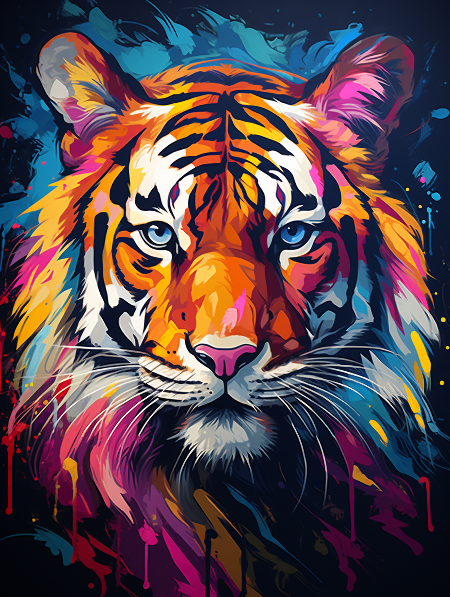 Colorful tiger in pop art style