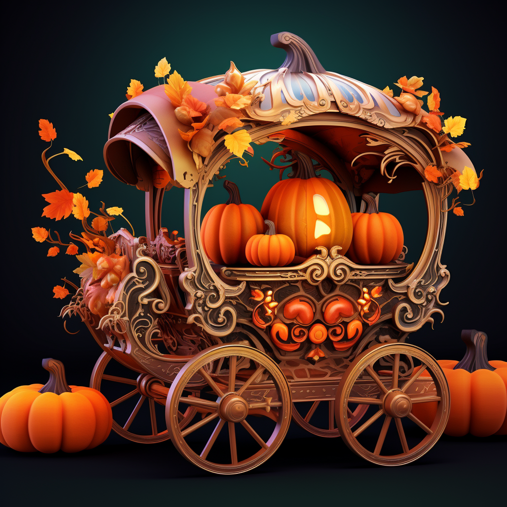 Colorful pumpkin carriage with vibrant designs