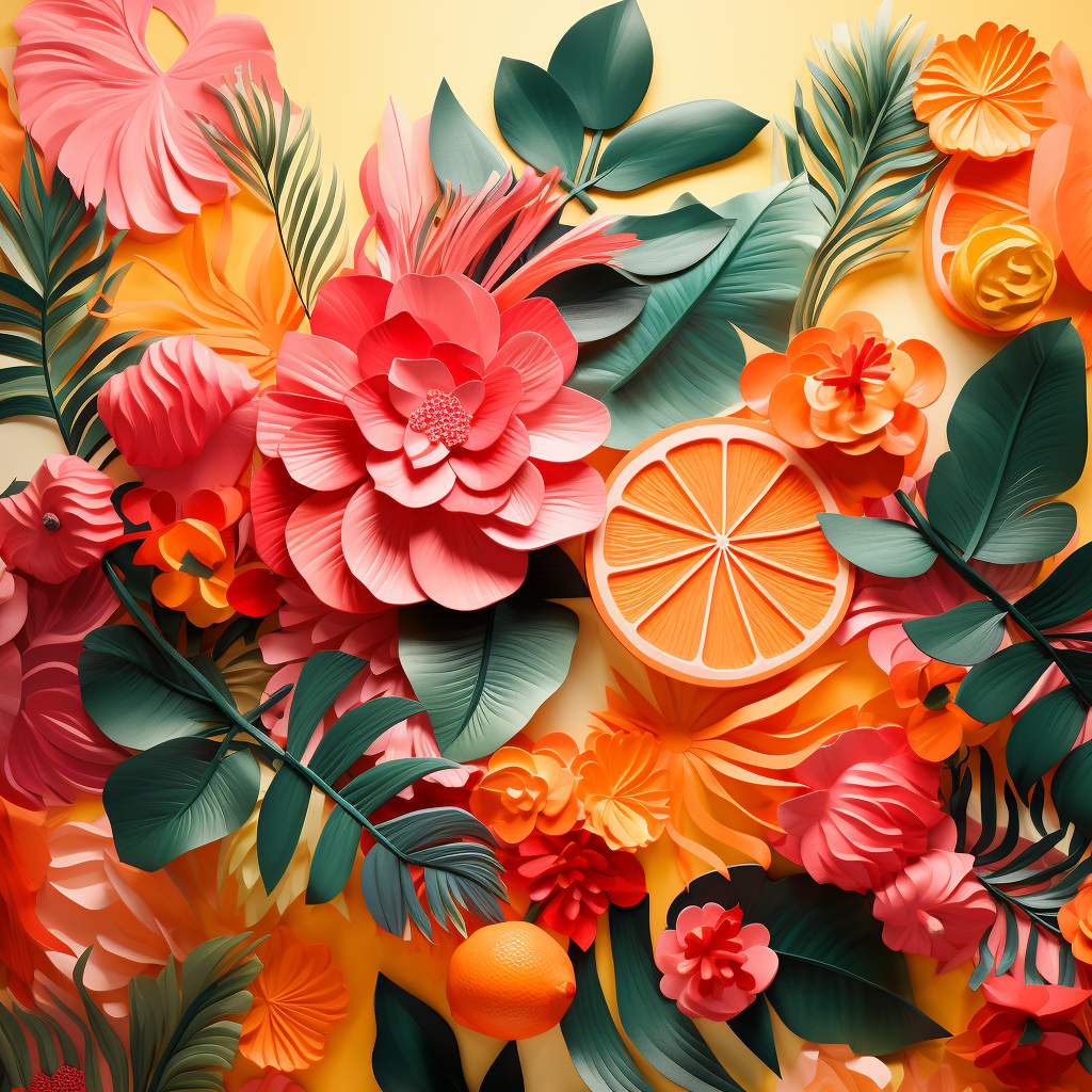 Exquisite Tropical Collage with Vibrant Colors