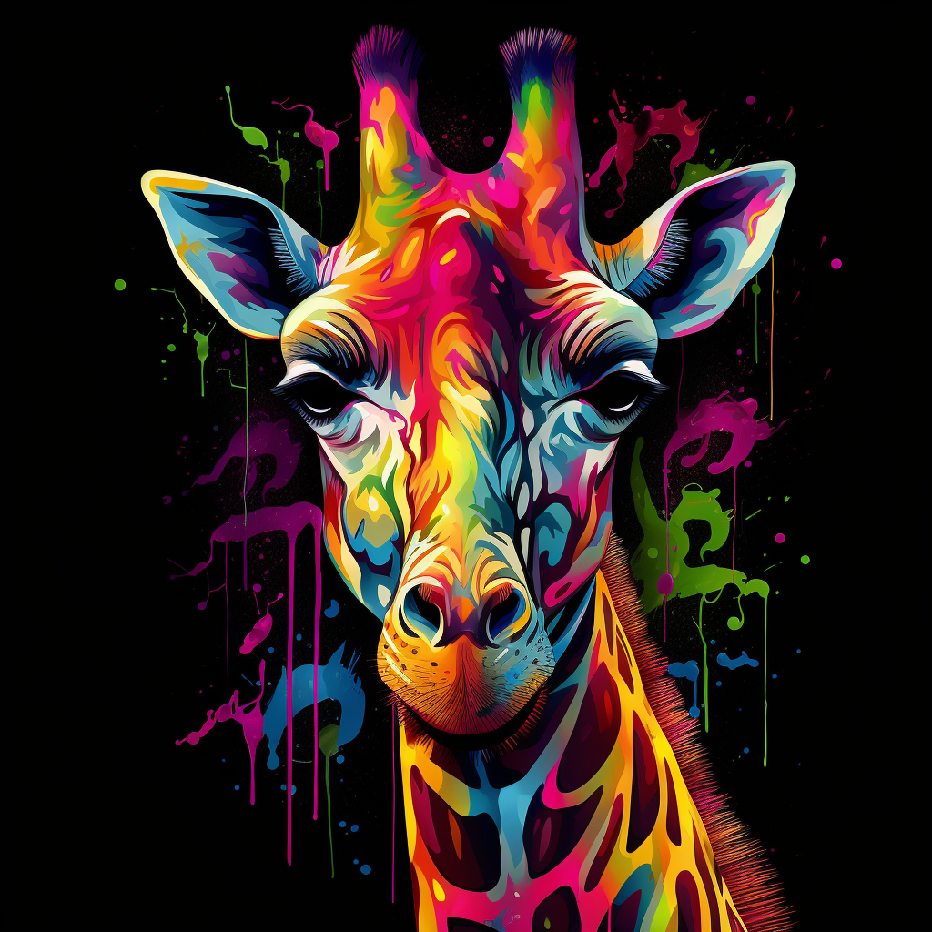 Colorful Serious Giraffe Artwork