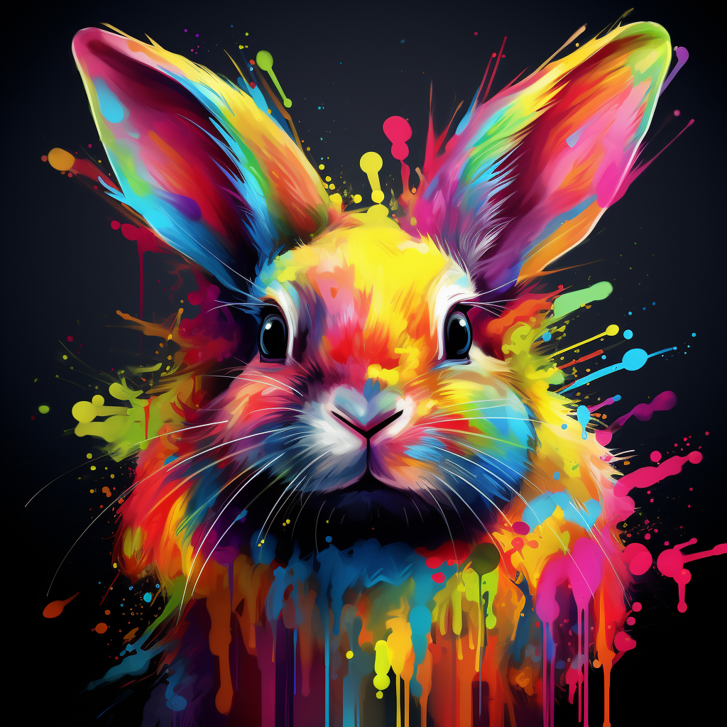 Colorful serious rabbit picture