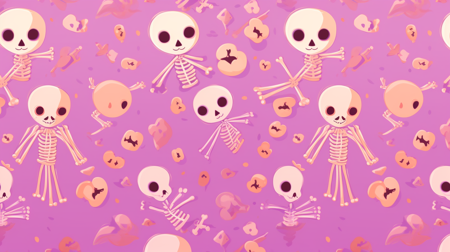 Cute colorful skeletons in Halloween wallpaper