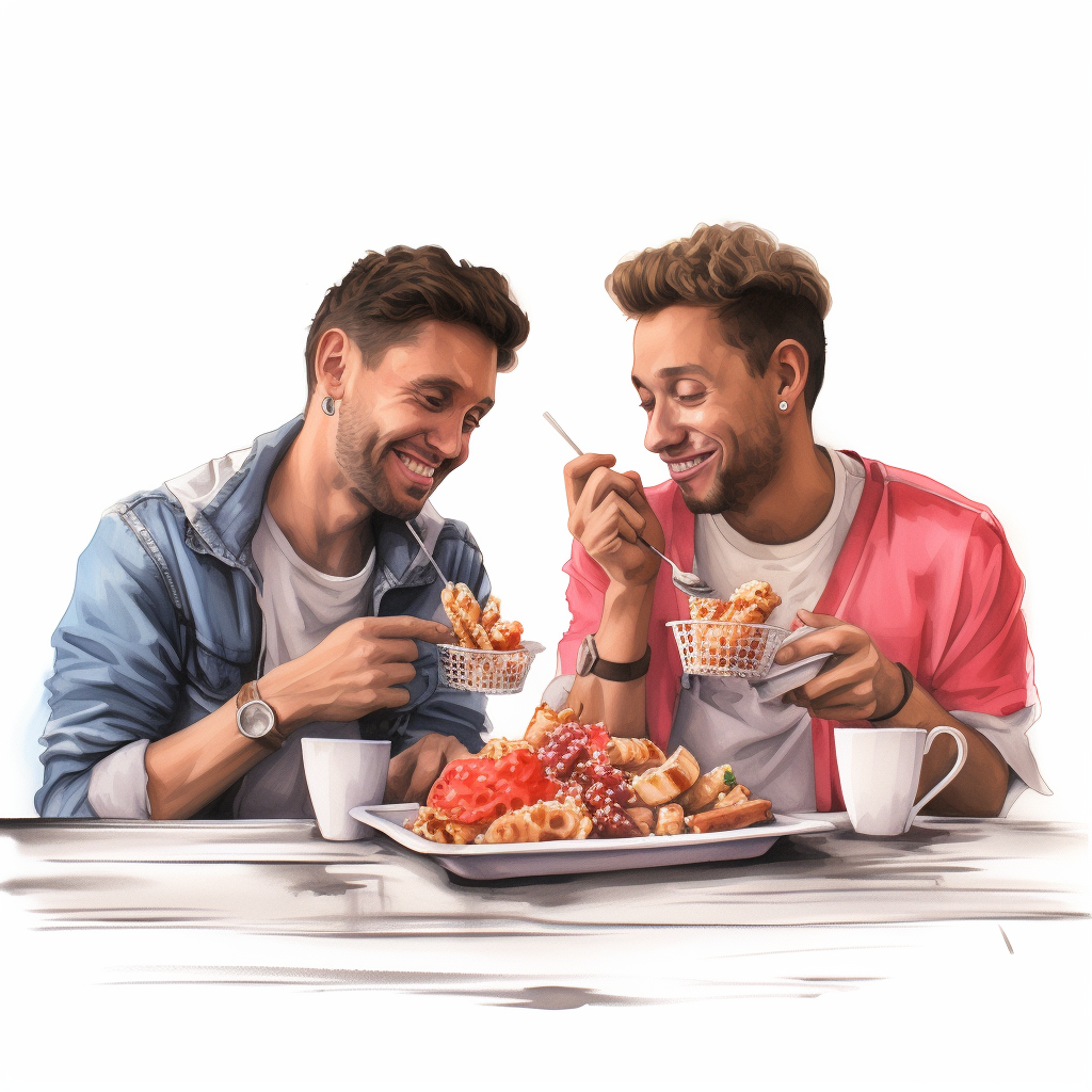 Two friends enjoying a meal at KFC