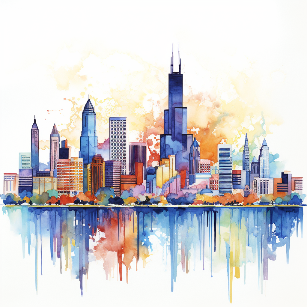 Colorful skyline art illustration