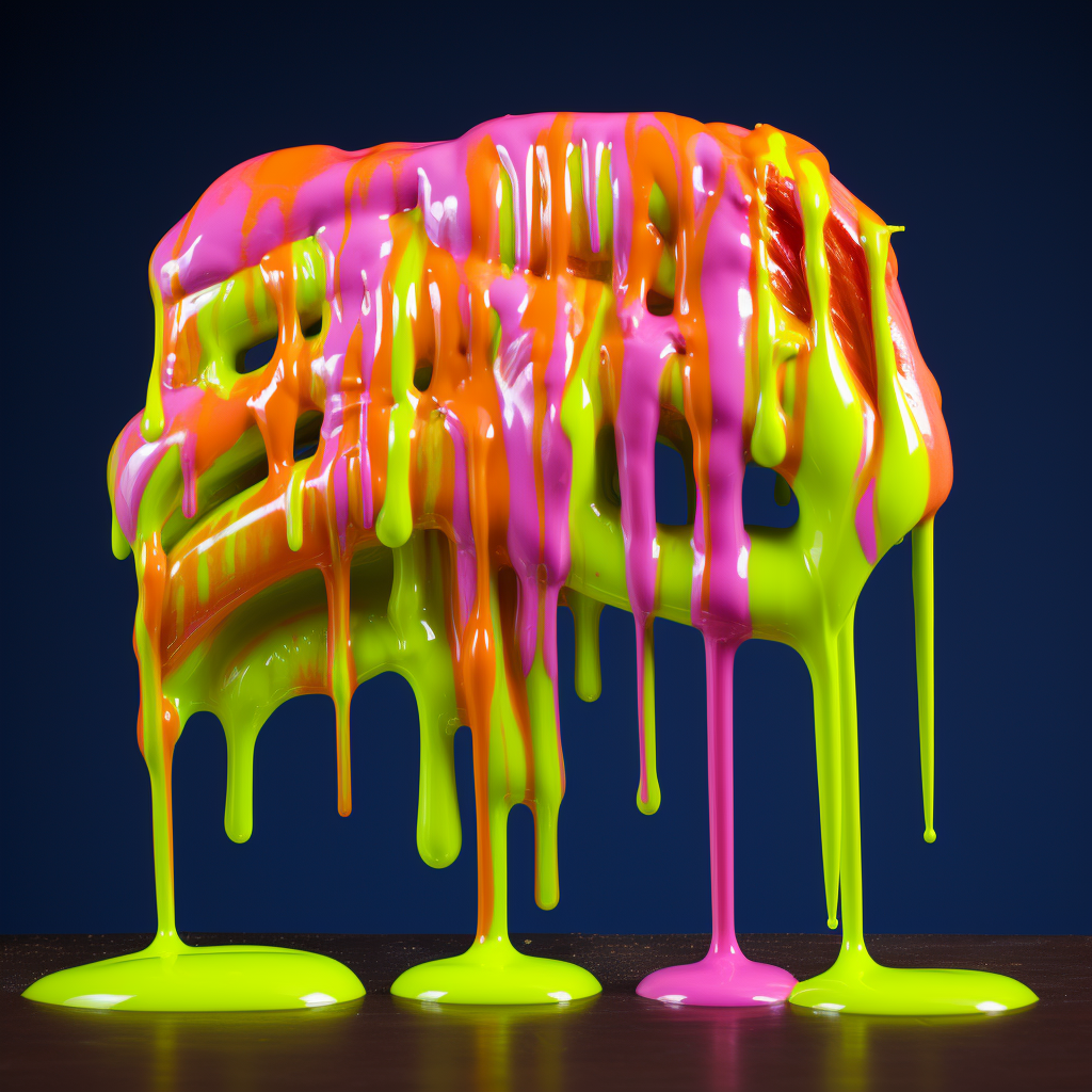 Colorful slime dripping in a viscous manner