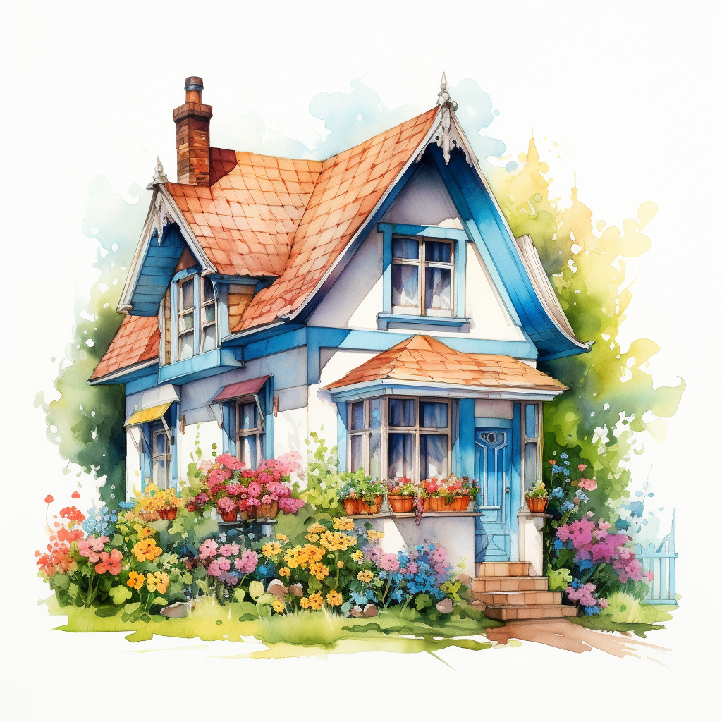 Colorful smiling cute house sketch