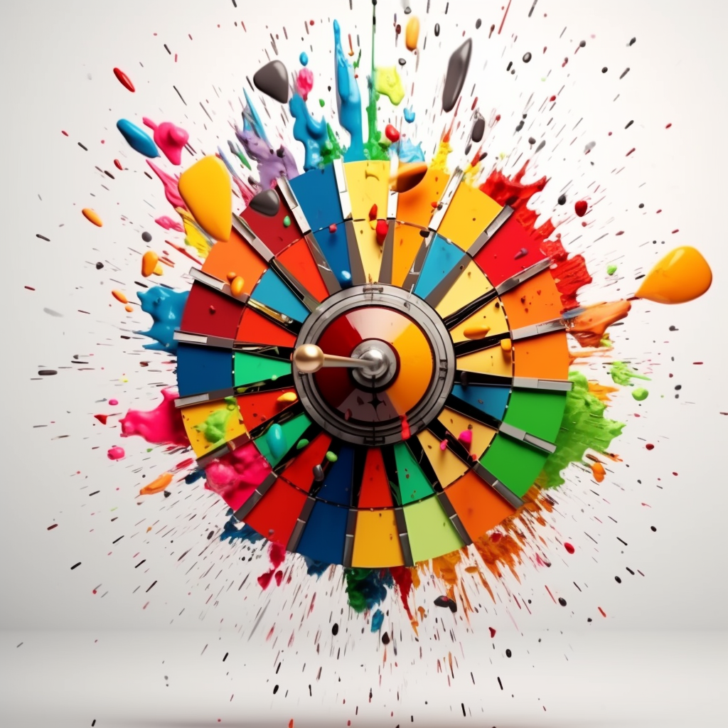 Dartboard with Colorful Splashes