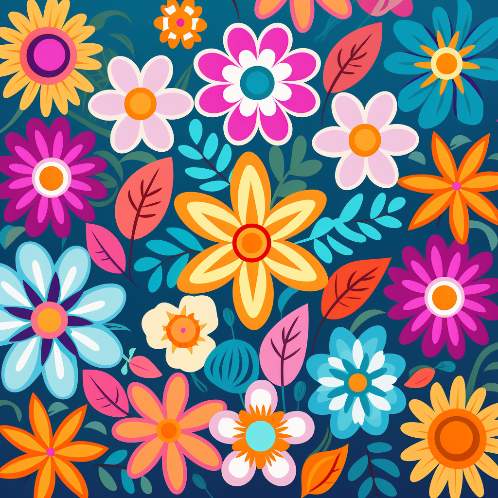 Colorful Spring Floral Pattern Tile