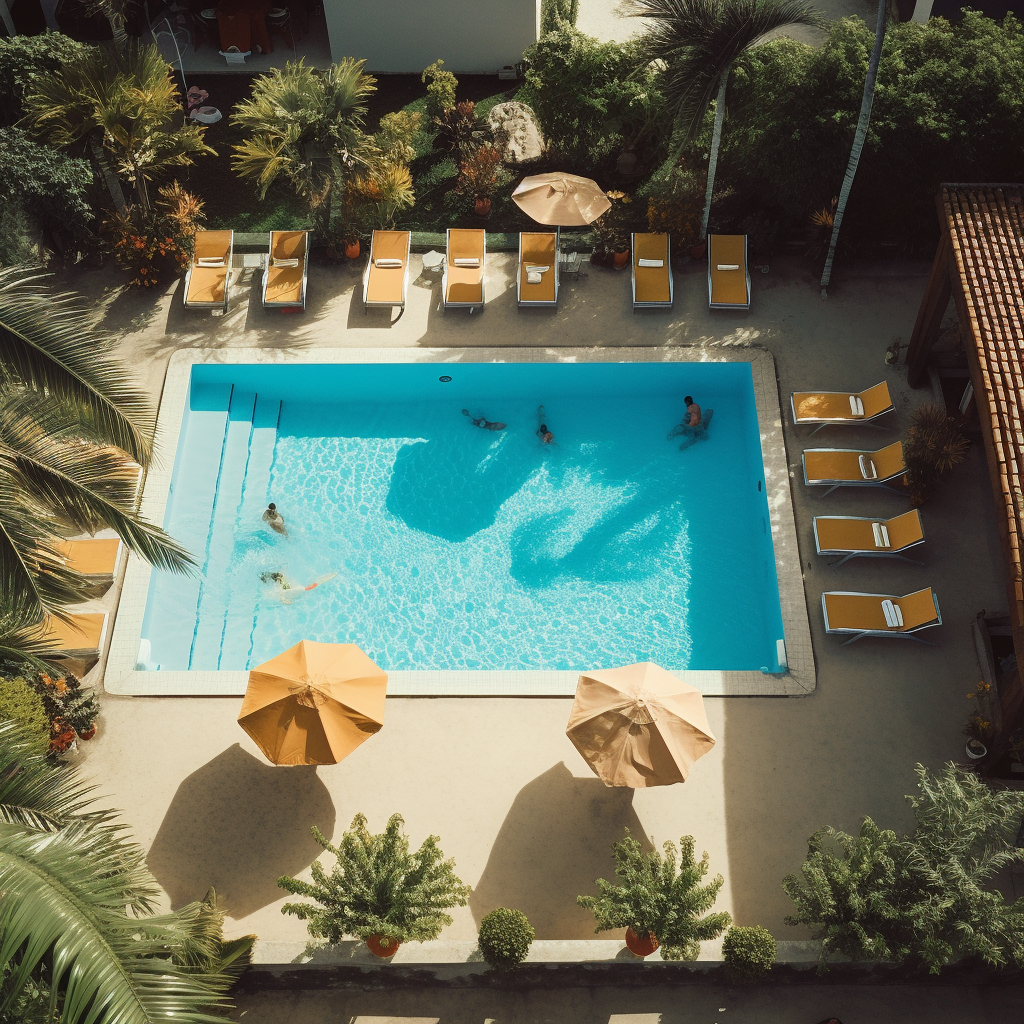 Vibrant swimming pool with Sixties vibes