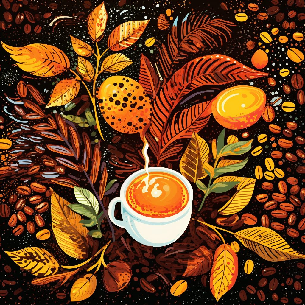 Coffee beans and spices illustration