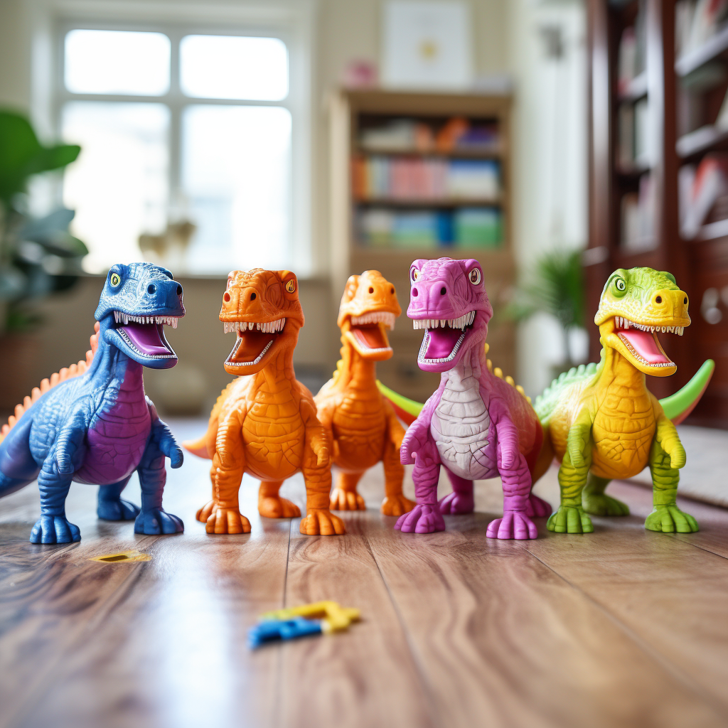 Colorful Toy Dinosaurs Table