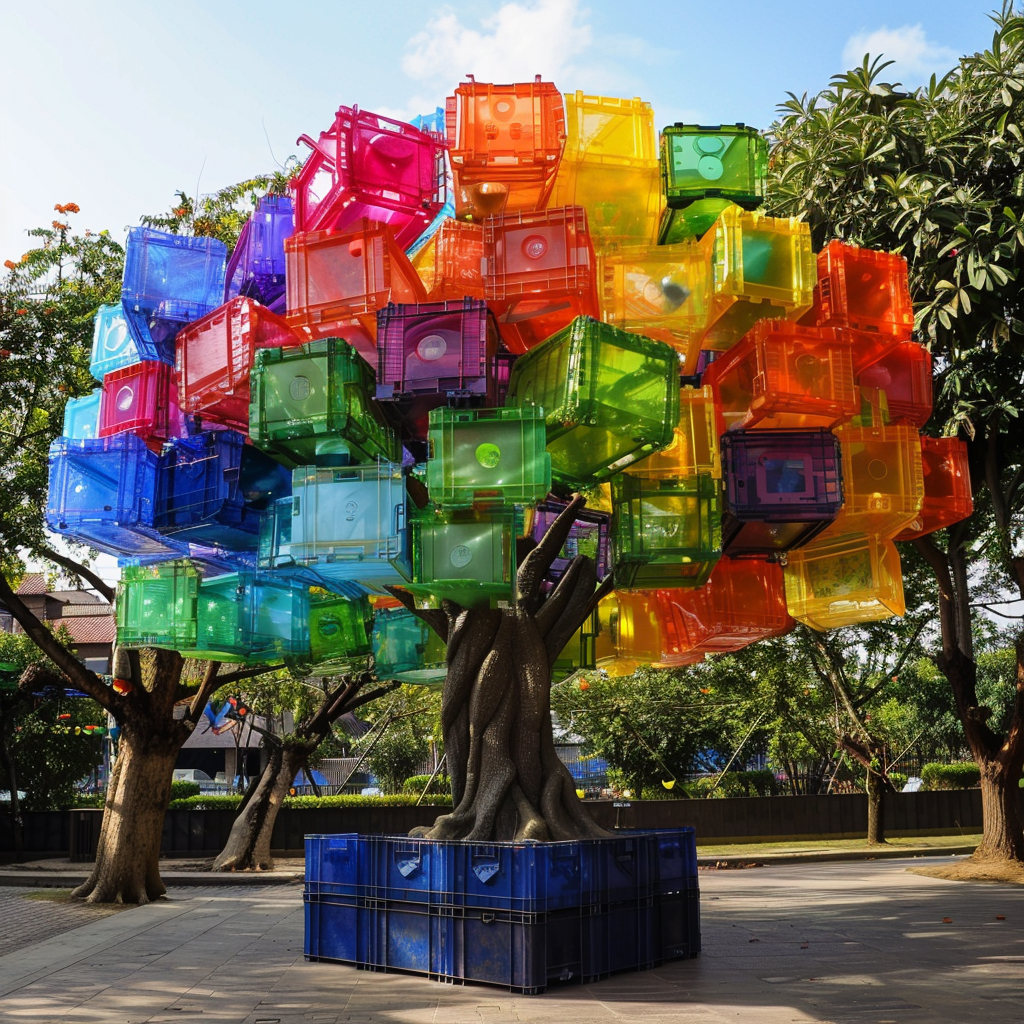 Plastic Milk Crate Tree Design