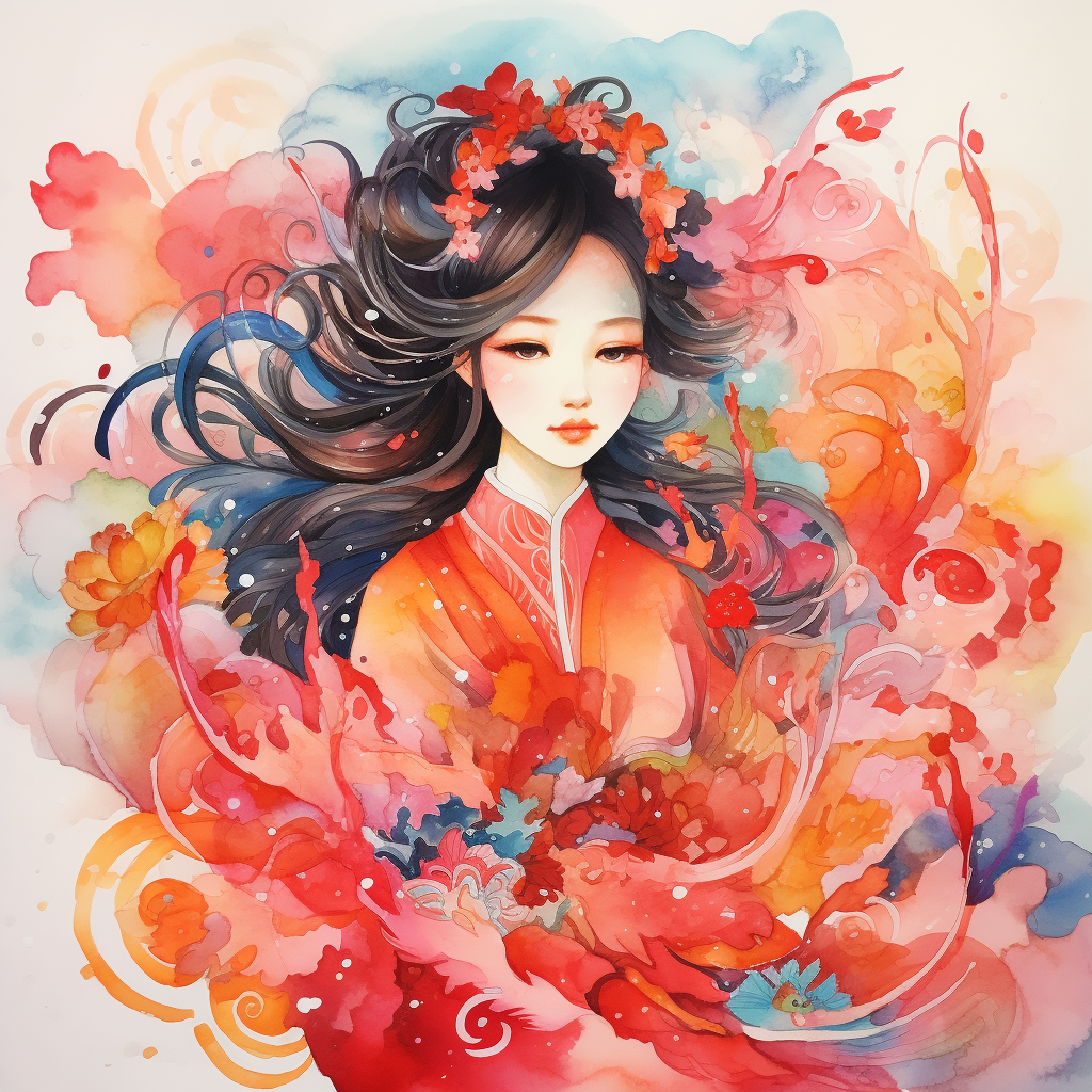 Vibrant Lunar New Year Watercolor Artwork