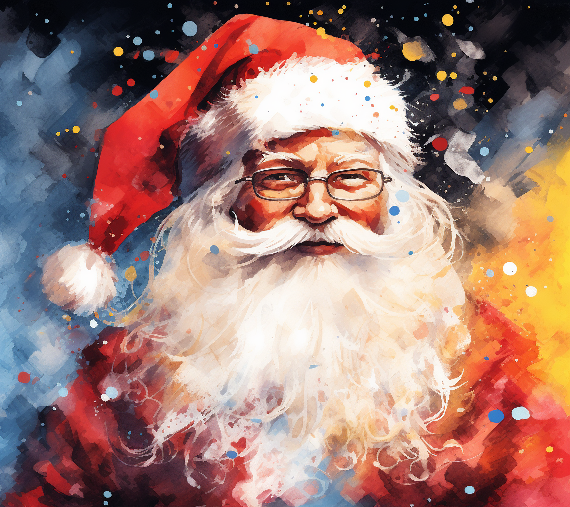 Colorful watercolor retro Santa Claus image