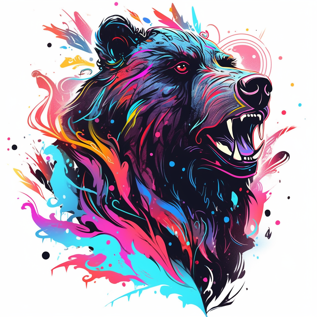 Colorful bear with eye patch art