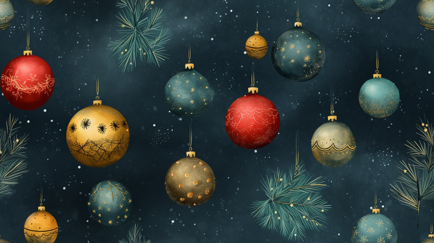 Colorful winter ornaments and balls on white background