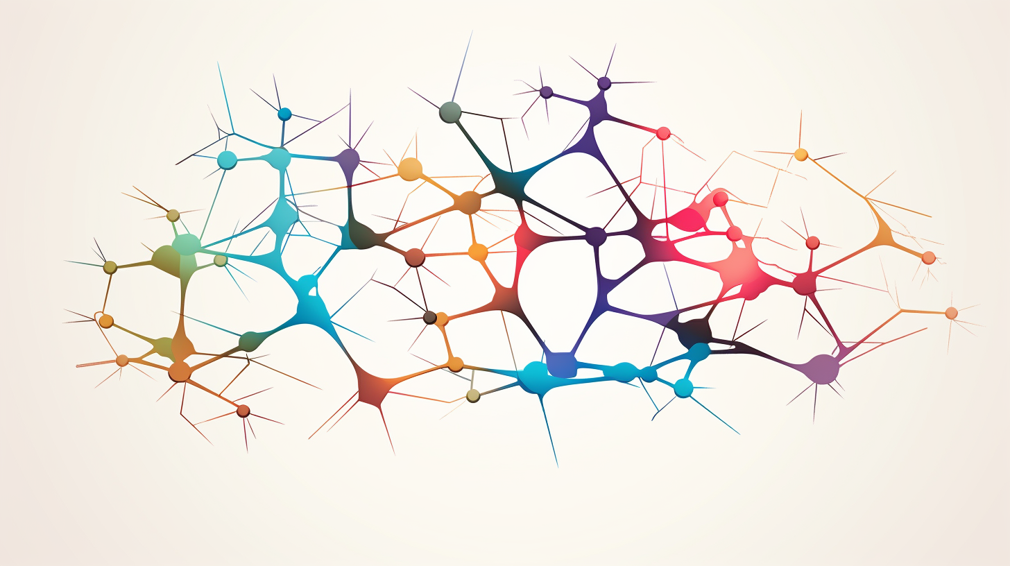 Colorful workflow diagram with central branching