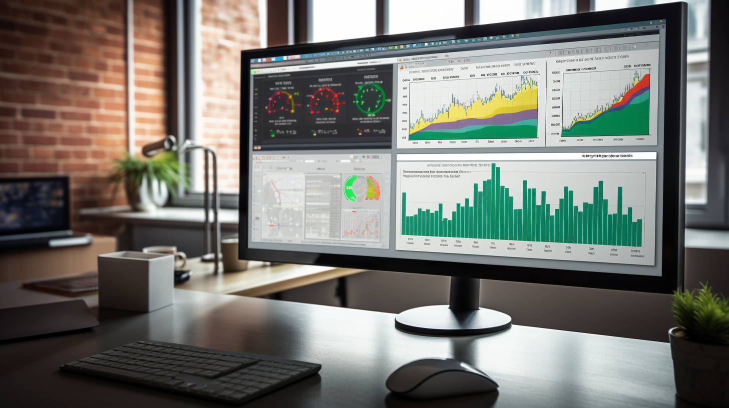 Colorful charts and tables for data analysis