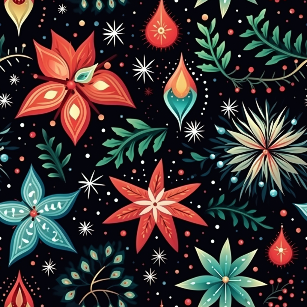 Colorful Christmas pattern with extra details