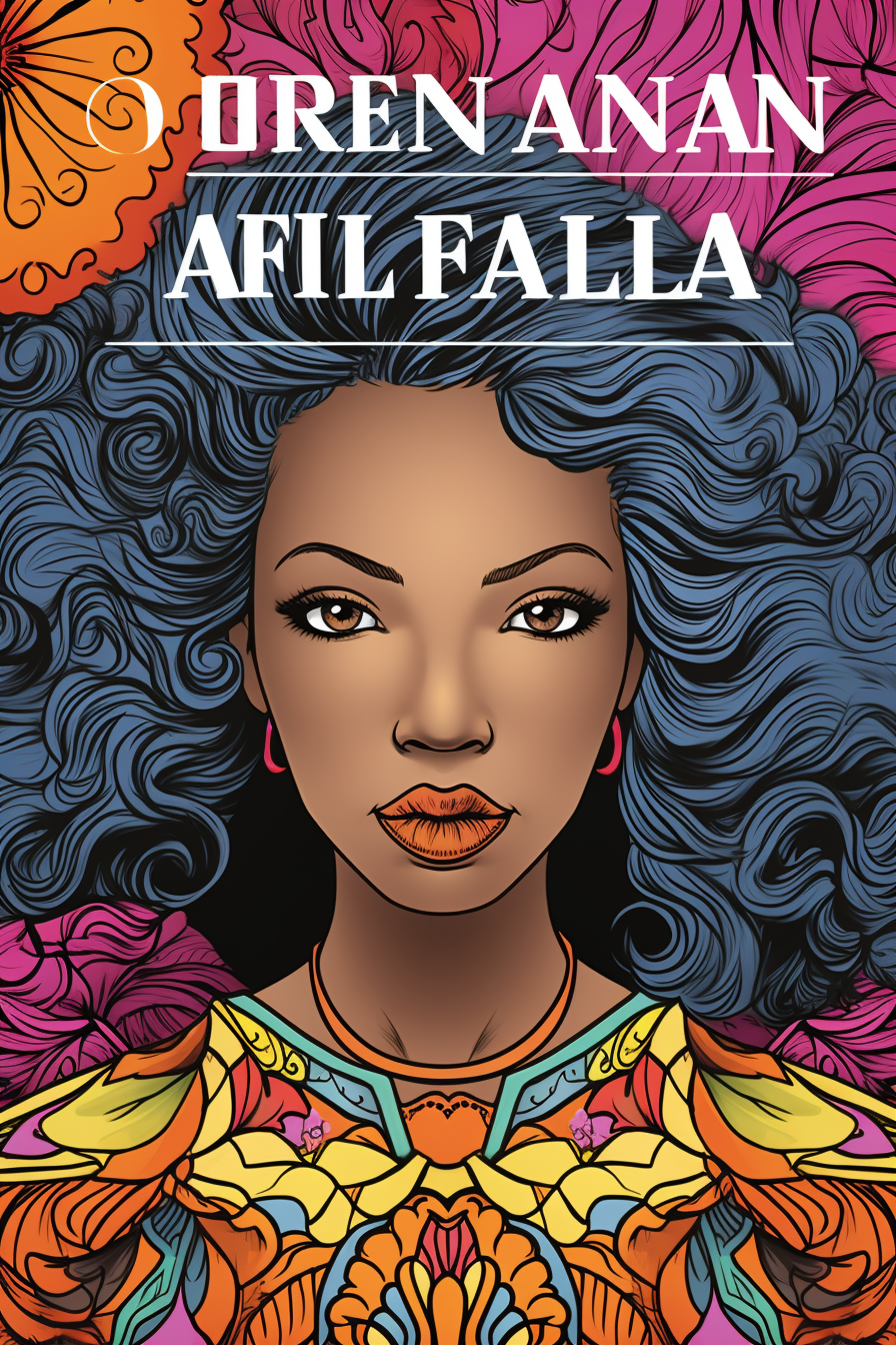 African American woman coloring book illustration